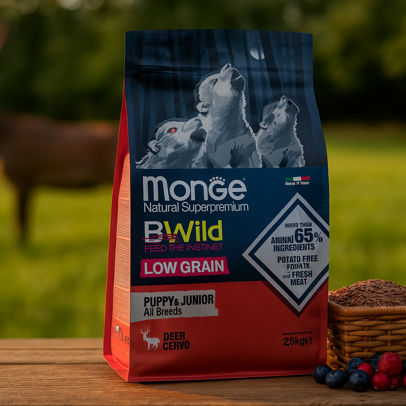 Monge BWild Low Grain Puppy & Junior Hirsch