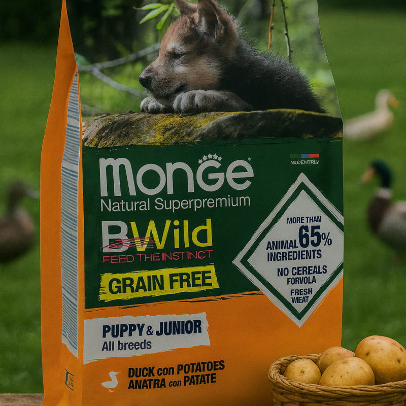 Monge BWild Grain Free Puppy & Junior Ente mit Kartoffeln